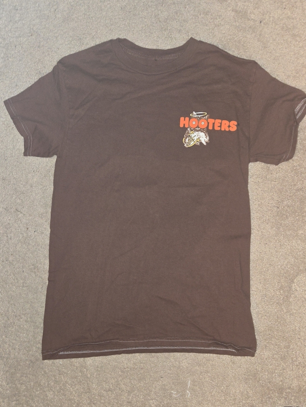 Hooters Brown Short Sleeve T-Shirt with Orange Logo